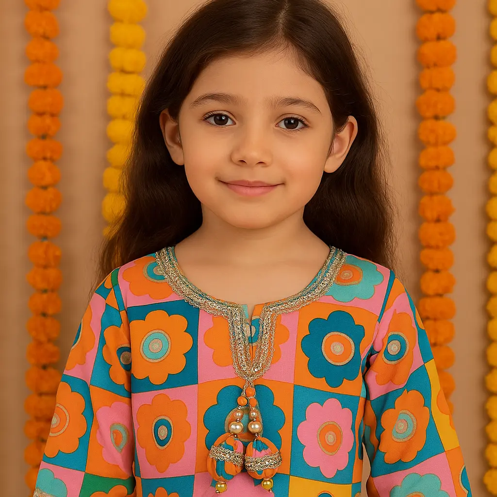 Orange Pink Flower 2PCS Sharara (7).webp