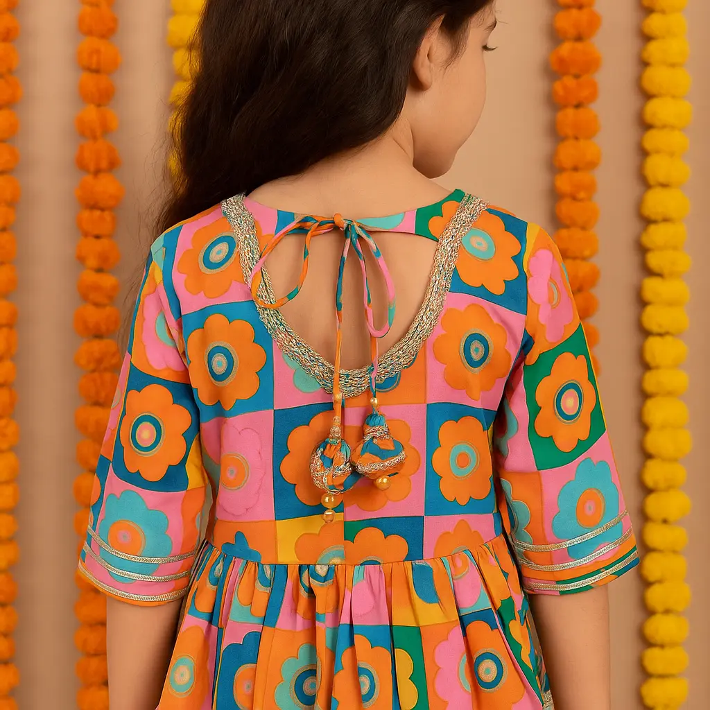 Orange Pink Flower 2PCS Sharara (8).webp