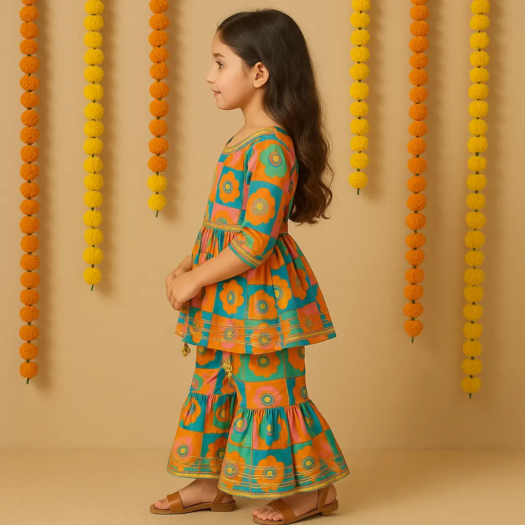 Orange Pink Flower 2PCS Sharara (3).webp