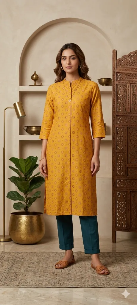 Long Kurti Yellow Orange Printed (2).webp