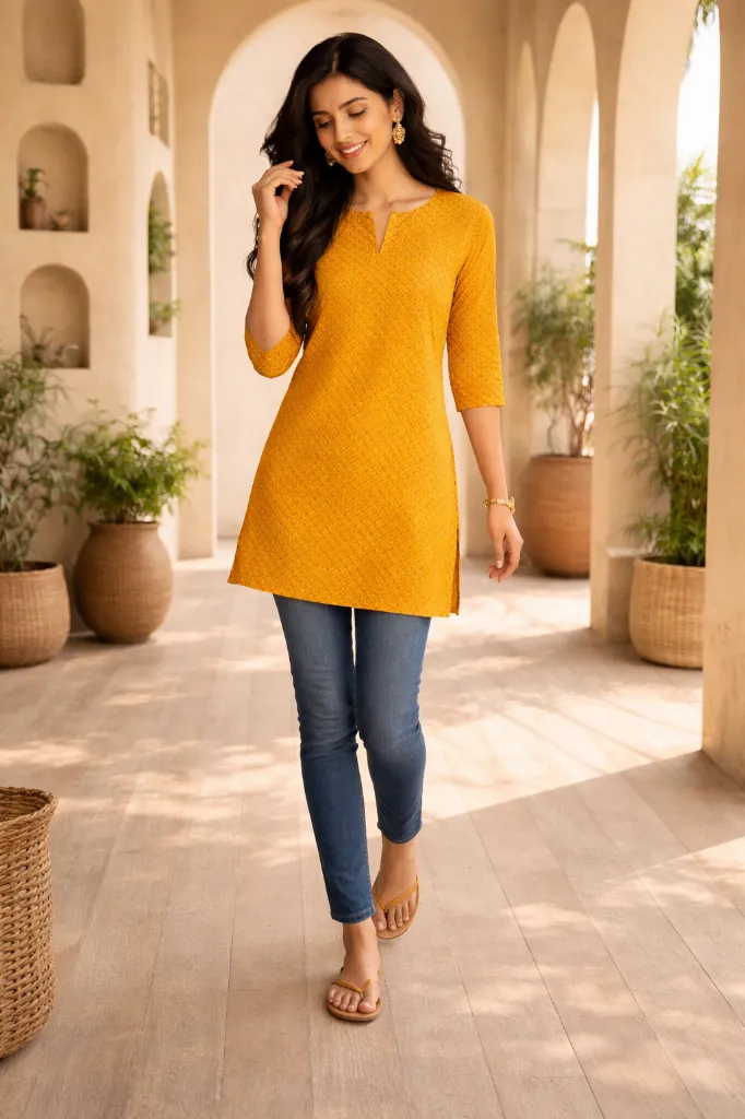 Short Kurti Plain Yellow (4).webp