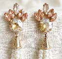 Champagne Crystal & Pearl Cascade Long Tassel Earrings 03091 (5).webp