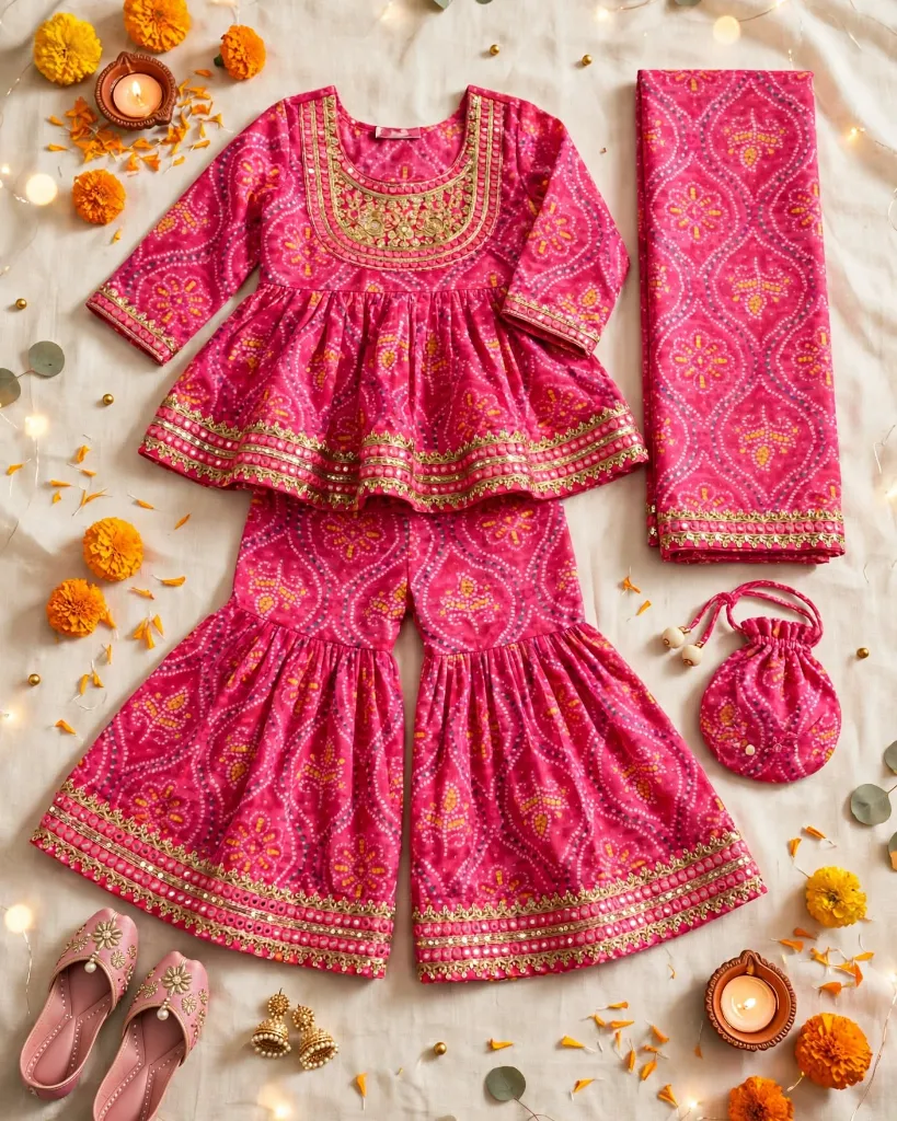 Pink Bandhani Sharara With Dupatta NF-1191 (6).webp