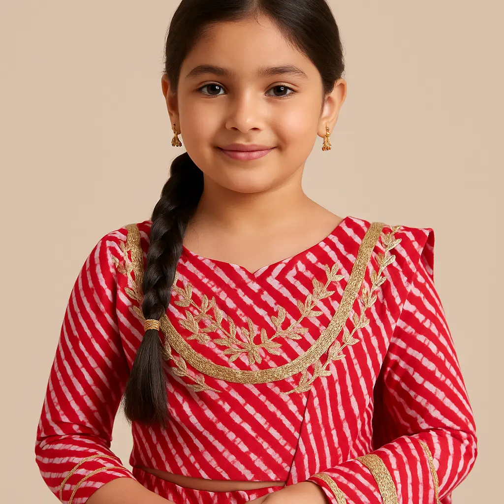 Kurta Ghaghara Red Leheriya Print (4).webp