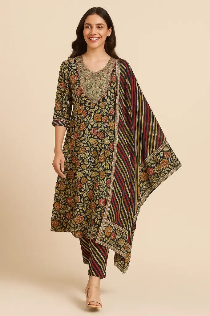 Dark Brown Flower Indian 3 Pcs Set (3).webp