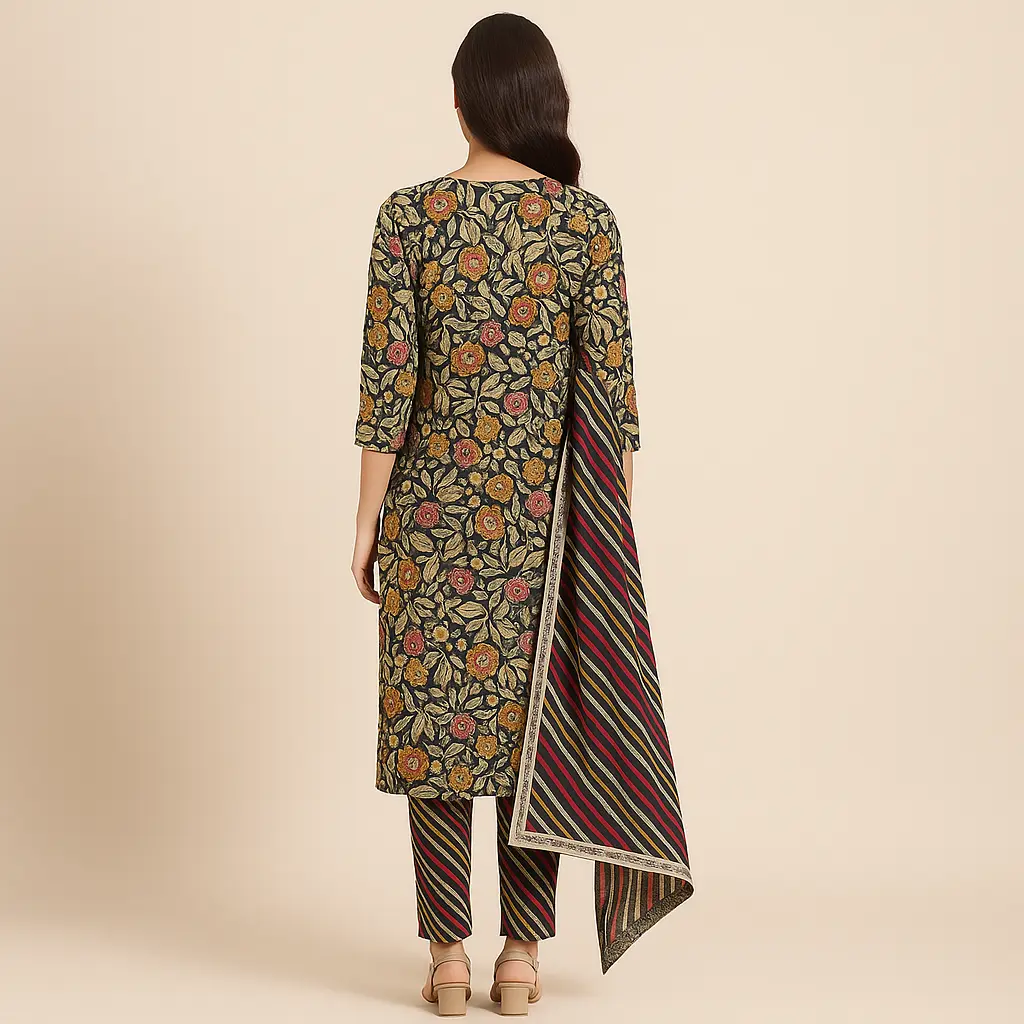 Dark Brown Flower Indian 3 Pcs Set (5).webp