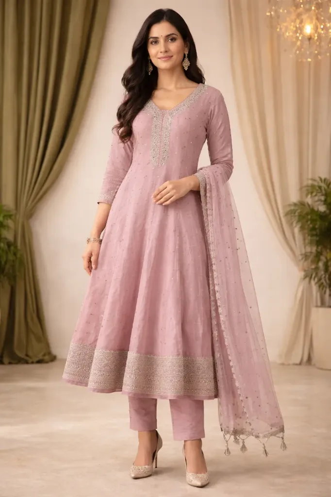 Festive 3 Pcs set Purple Anarkali