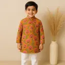 Kurta Pajama Mustard Yellow Floral KP0001