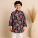 Kurta Pajama Navy Blue Floral KP0003