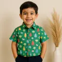 Boy Green Tree Print Shirt