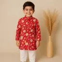Kurta Pajama Red Floral KP0002