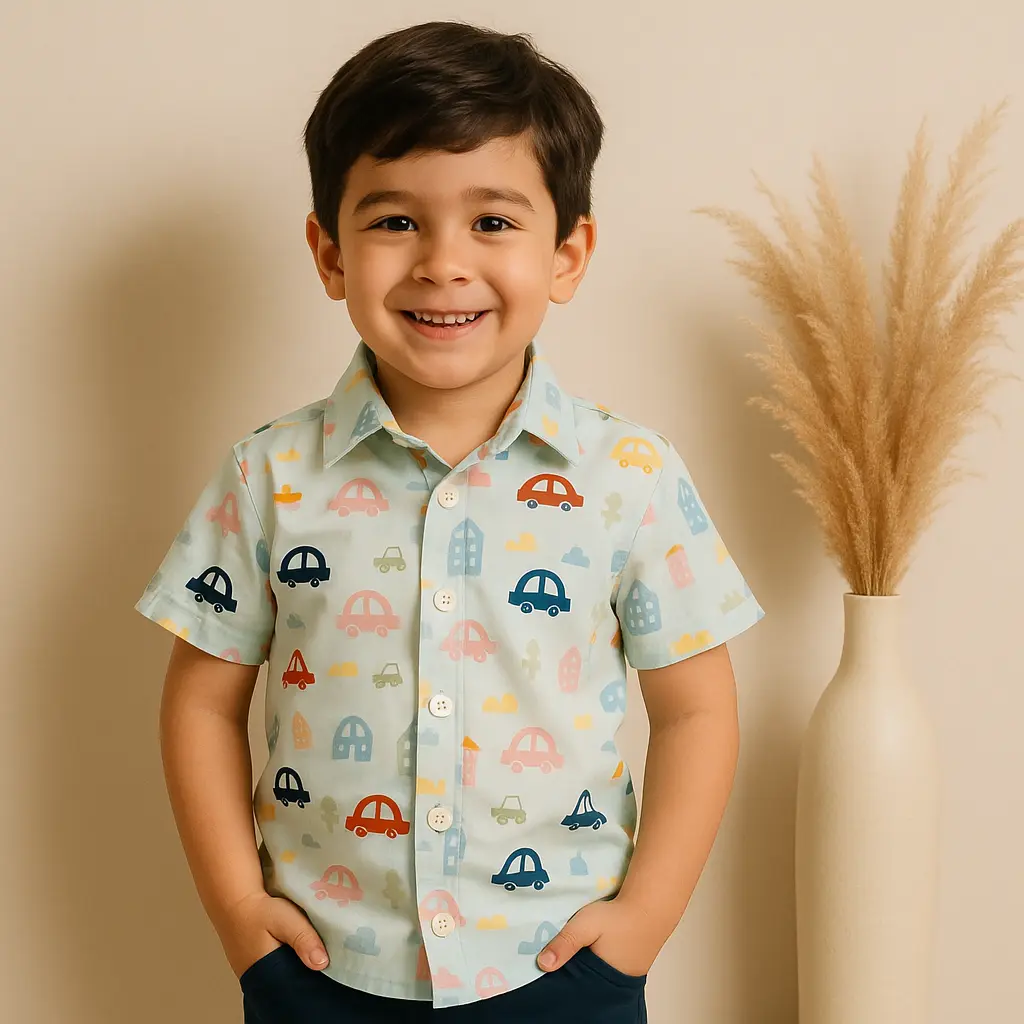 Boys Shirt Car Print