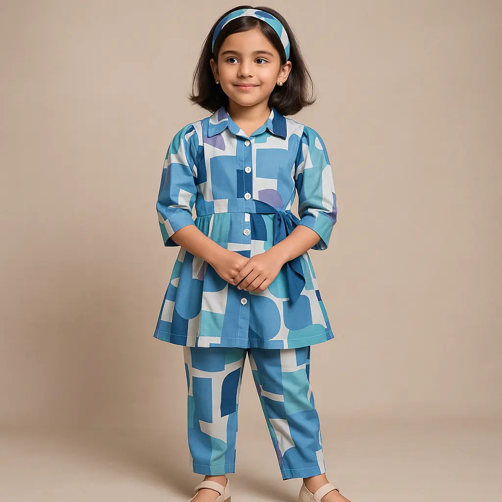 Co-ord Set Blue with Hair Band
