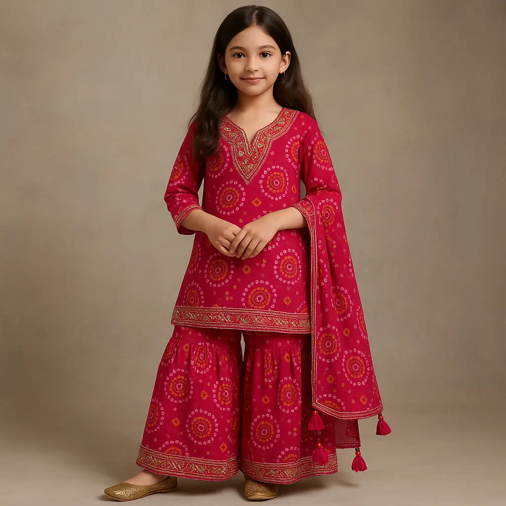 Kurta Sharara Red Zari (6-9M)