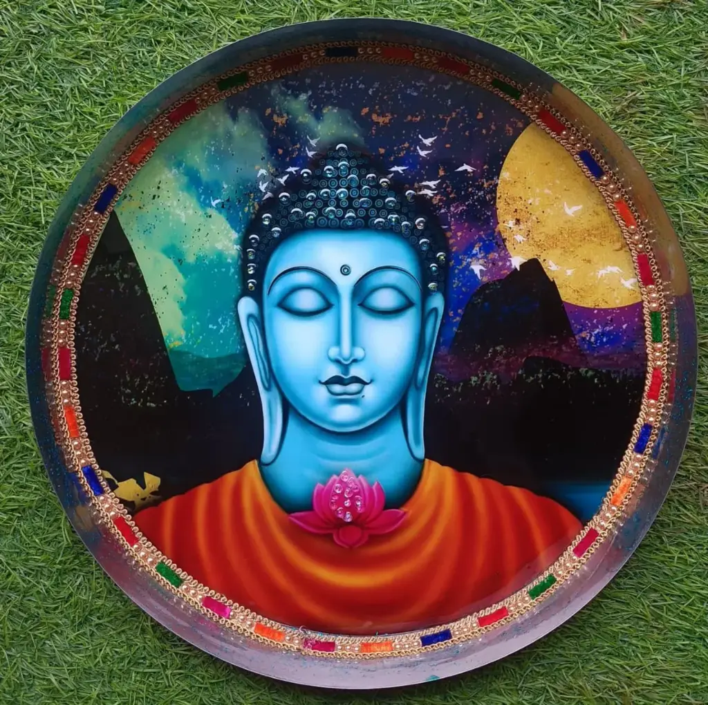 Buddha Steel Thali 12 Inch