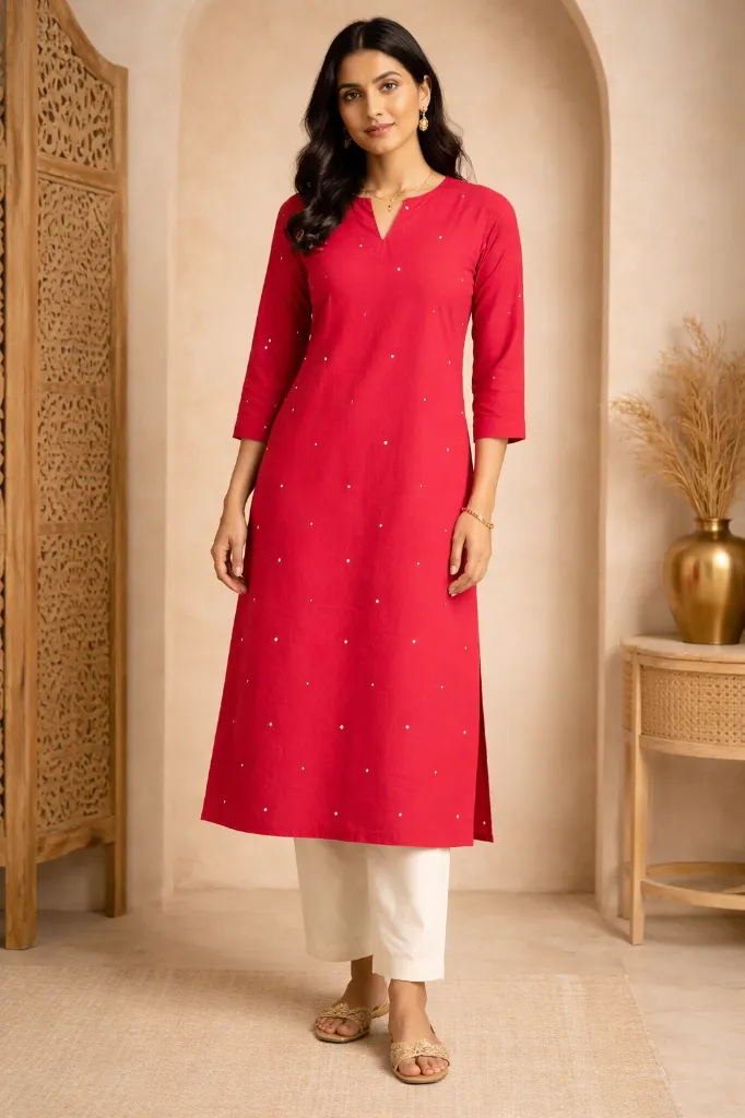 Long Kurti Red (M- Correct)