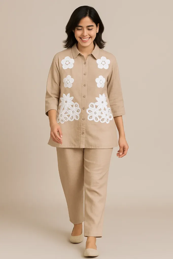 Shirt Beige Embraided (M- Correct)