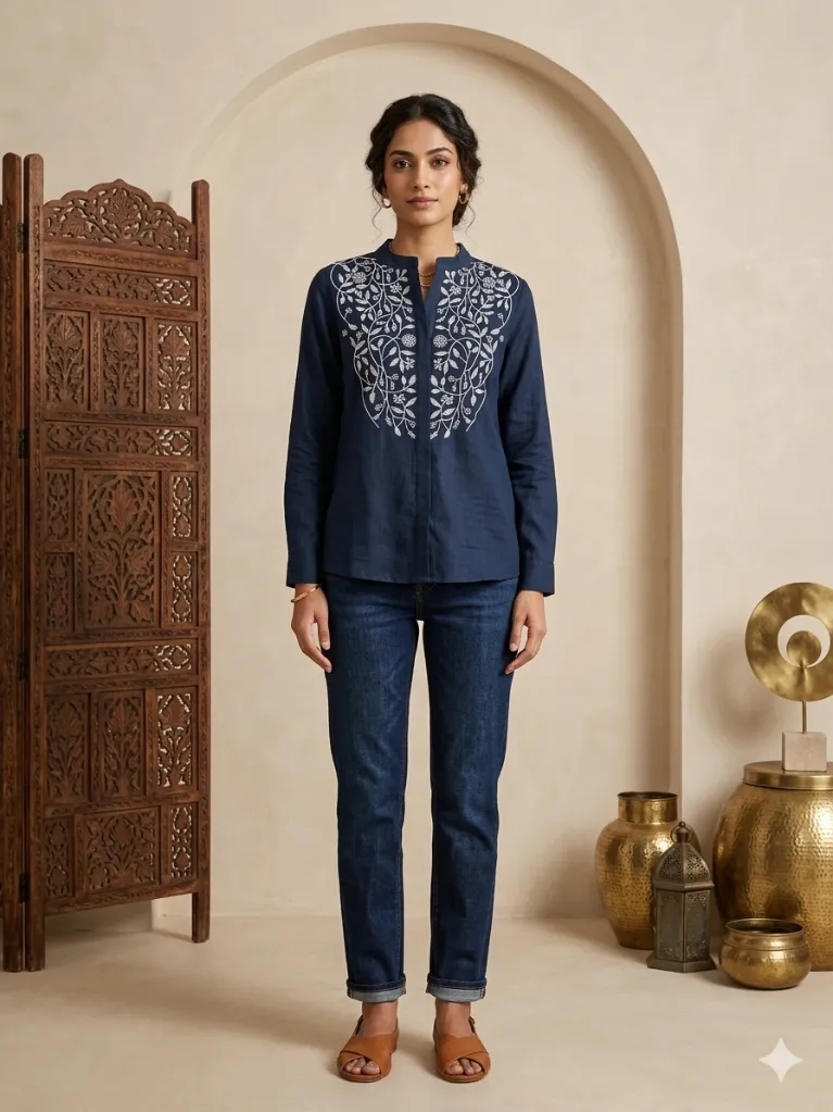 Shirt Blue embroidery (M- Correct)