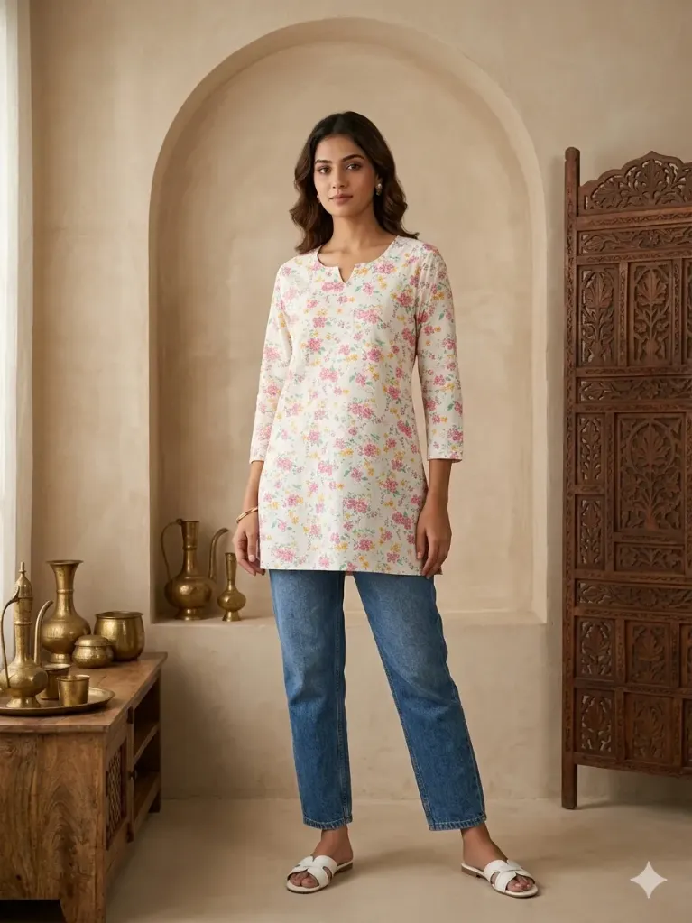 White Short Kurti (M- Correct)