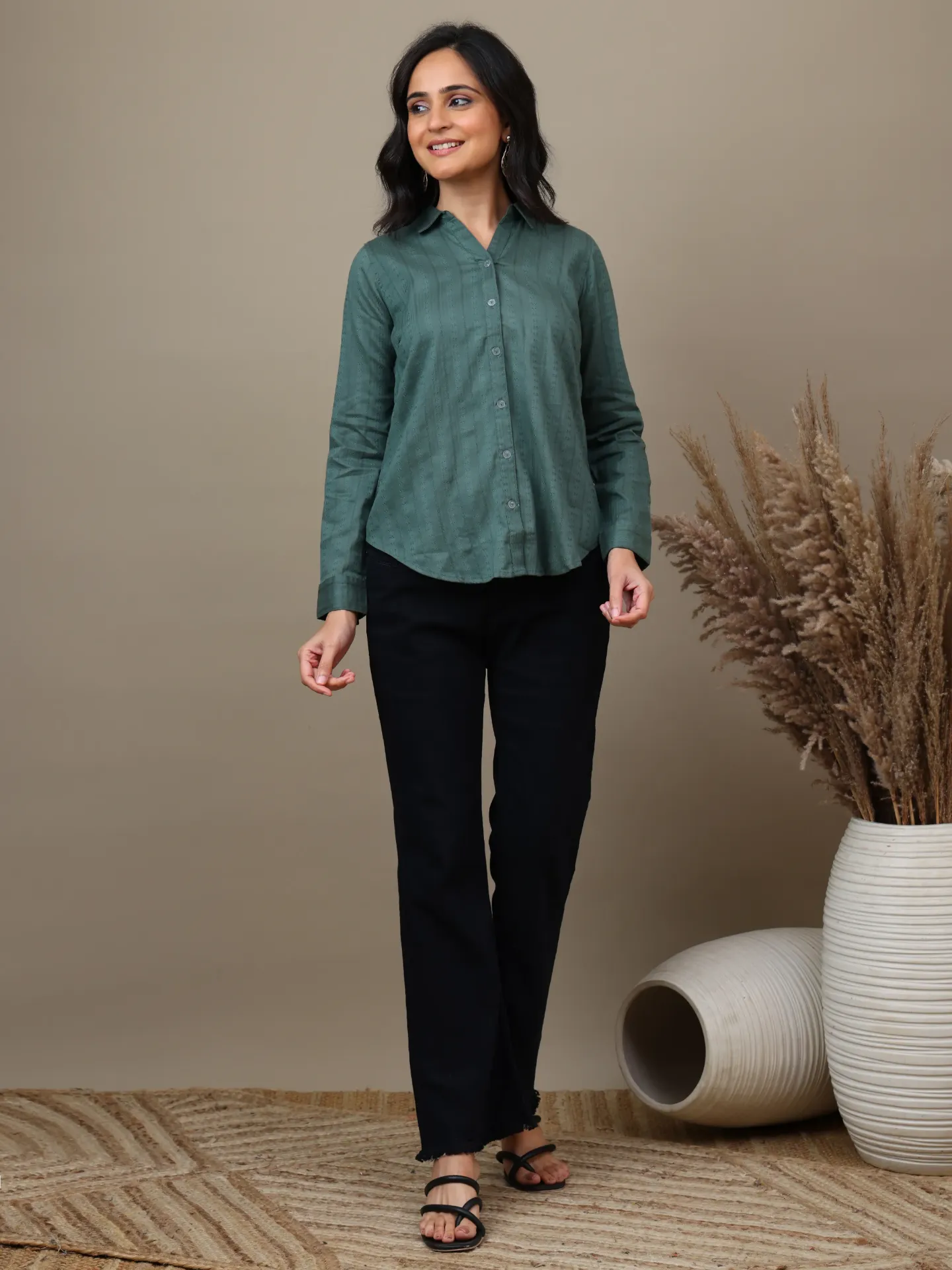 Shirt Green Cotton (M- Correct)