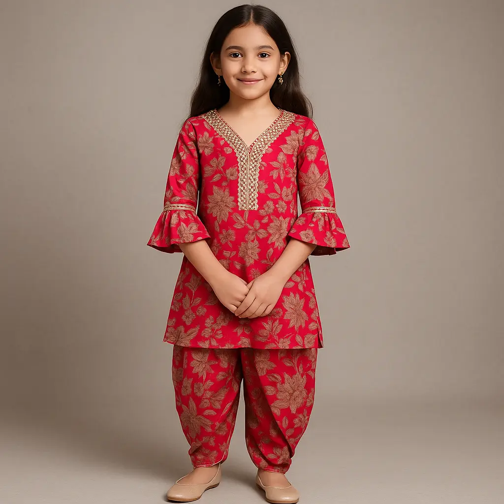 Kurta Dhoti Pant Red Colour