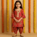 Dark Red Flower Dhoti