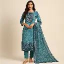 Blue Printed Indian 3 Pcs Set