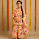 Kurta Sharara Colorful Flower Print