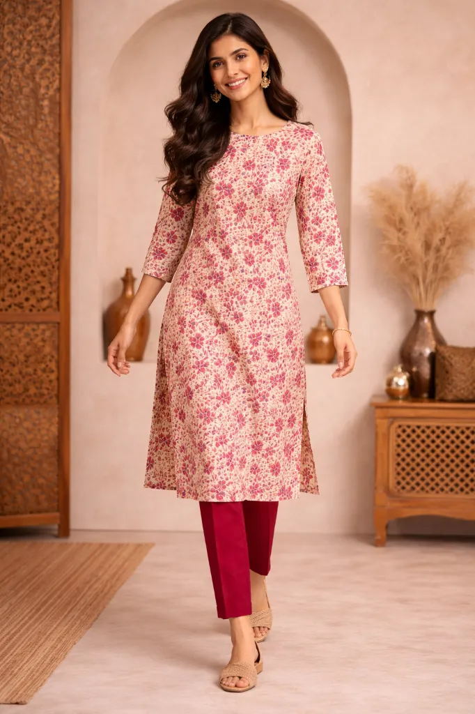 Long Kurti Red Print