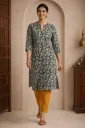 Long Kurti Deak Blue and White Flower Print