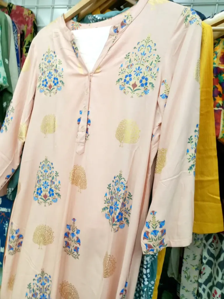 Long Kurti Floral Peach
