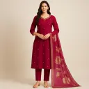 Maroon Zari Indian Set 3PCS