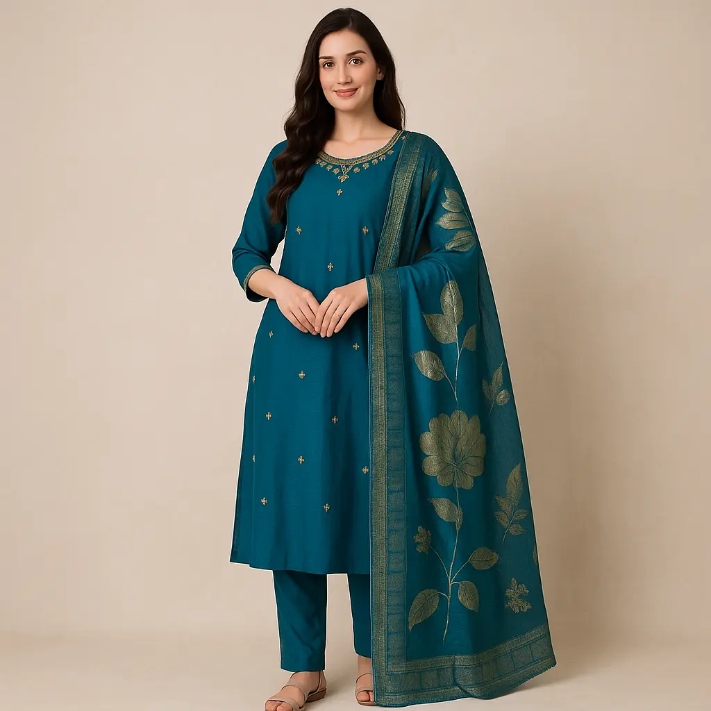 Blue Zari Indian Set 3Pcs