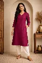 Long Kurti Plain Maroon