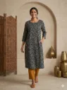 Long Kurti Black Small Print