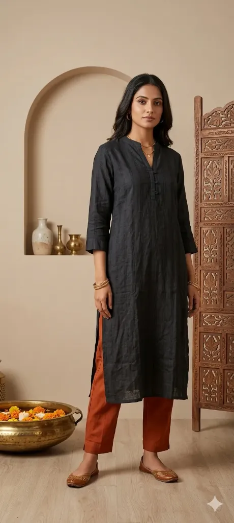 Long Kurti Black (M- Correct)