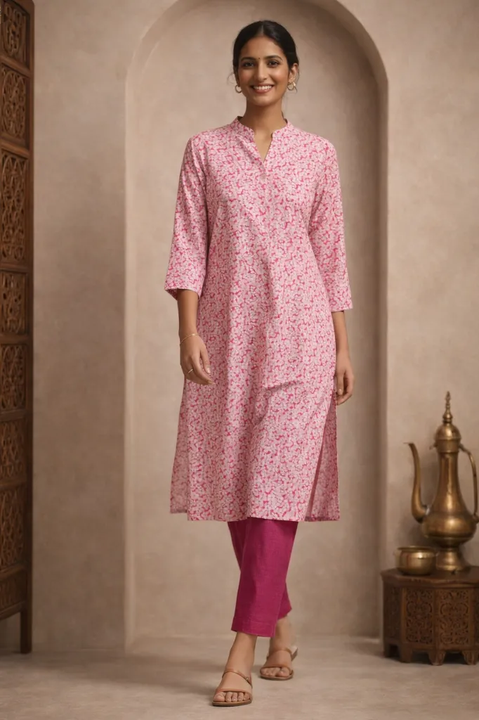 Long Kurti pink and Dark Pink