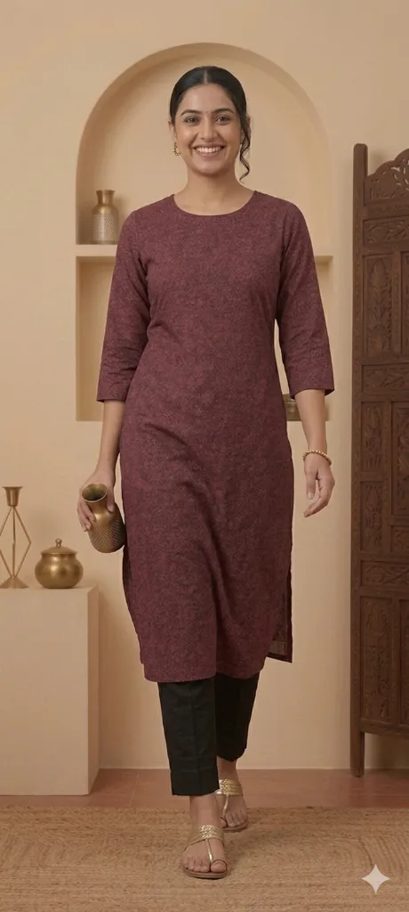 Long kurti Purple Floral Print (M- Correct)