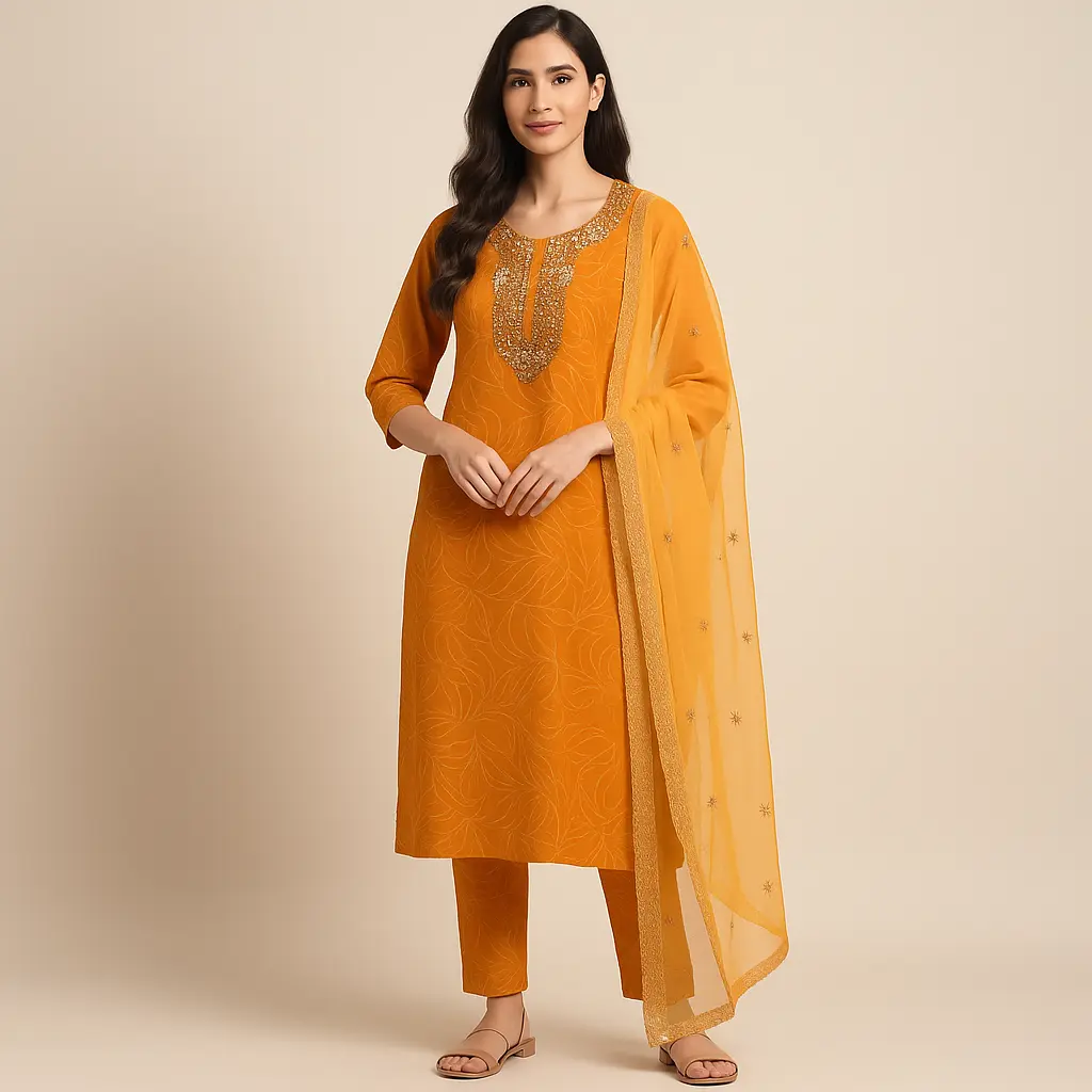 Yellow Zari Indian Set 3PCS (L)