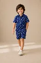 Co-ord Set Indigo Blue Lotus motif Block Print Boys