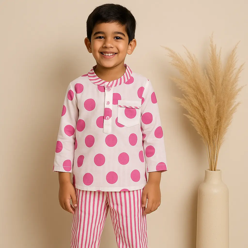 White Purple Polka Dots Nightwear (6-9M, White)