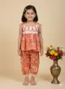 Jaipuri Peach Print Spaghetti Top Afghani Pant