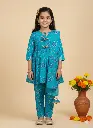 Kurti Pant Chunari Blue Bandhani Print Muslin