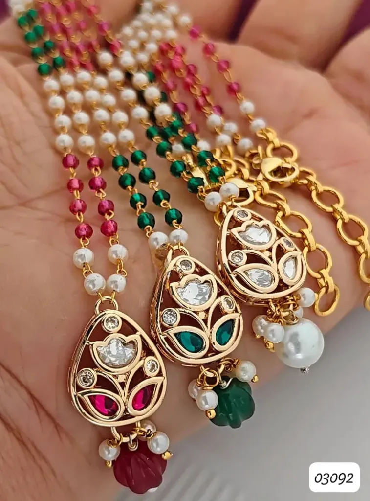 Royal Tulip Polki Pendant Set 03092