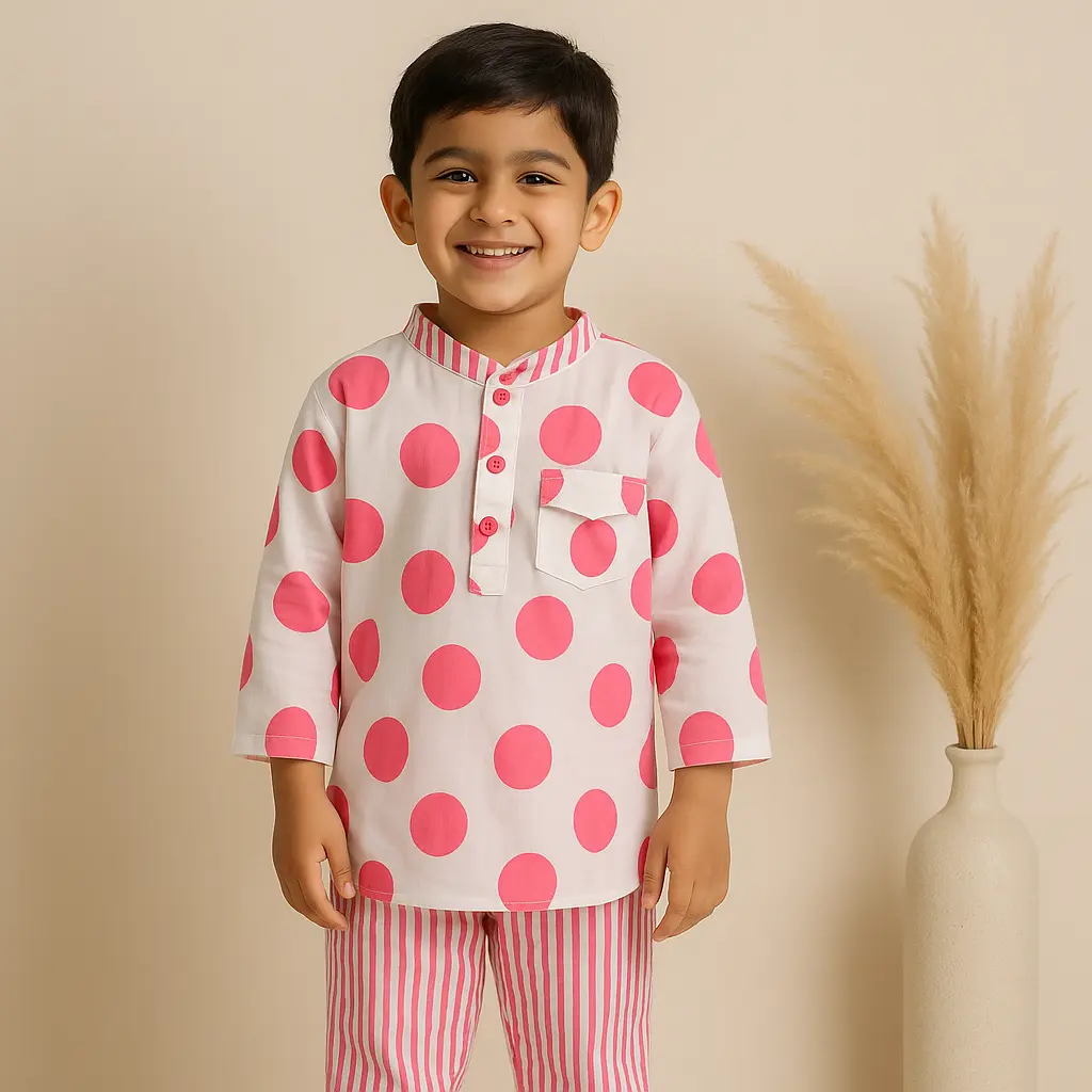 White Pink Polka Dots Nightwear (6-9M)