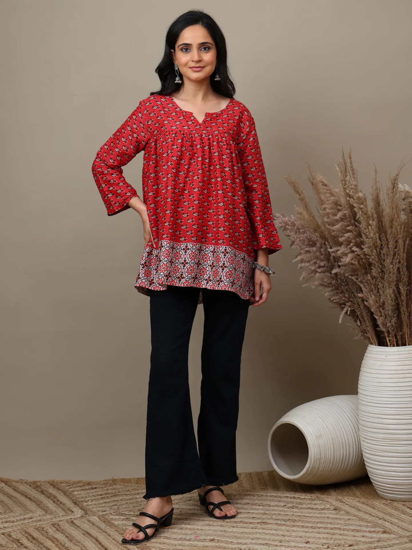Short Frill Red Printed
