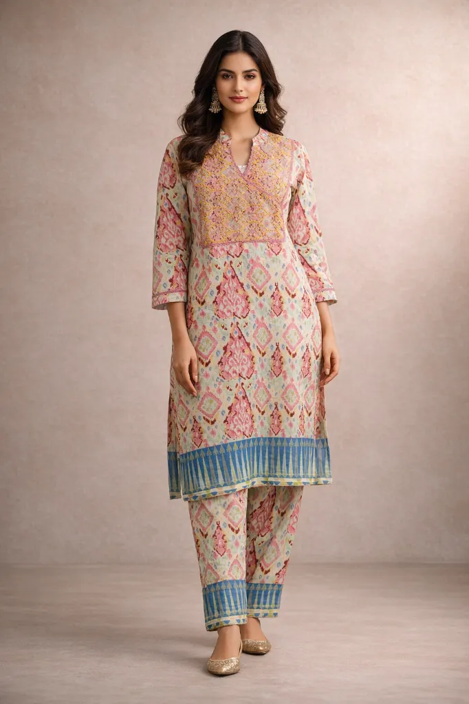 Skd Long Kurti Pink (M- Correct)