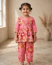 Baby Pink Flower Print Kurti Set NF-1116