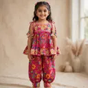 Pink Flower Print Spegetti Afgani Set NF-1134