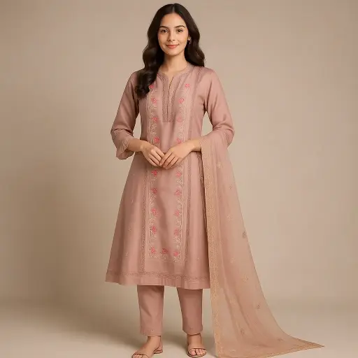 Pink Embroidery Indian Set 3PCS